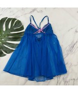 Victorias Secret Babydoll Negligee Top size M Blue Pink Lace Sheer Mesh - $33.83 CAD