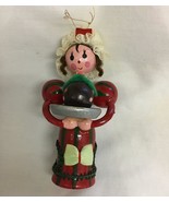 Vintage Kurt Adler Wood Ornament Victorian Lady Plush Hat Christmas Pudd... - $147.44 MXN