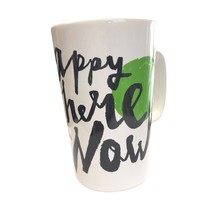 2014 STARBUCKS Happy Here Now White Green Tall Ceramic Coffee Mug 16 Oz - £14.08 GBP
