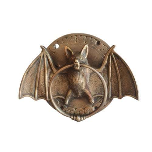 Vintage Brass Bat Statue Brass Door Knocker 6.5&quot; Rustic Ring Doorbell Ho... - $74.00