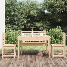 4 Piece Garden Dining Set Solid Wood Pine - £188.41 GBP