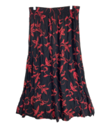 women&#39;s Size XL CM Shapes Maxi Skirt Black Red Floral Print 100% Rayon V... - $271.12 MXN