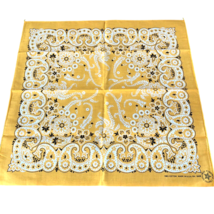 Paisley Bandana Handkerchief Light Yellow Cotton Made in USA 21 in Head ... - $9.89