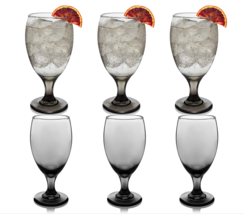 Drinking Glasses Set 6 Glassware Goblets Water Wine Cocktail Barware Smoke 16 Oz - £35.00 GBP