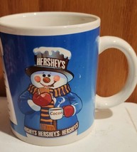 Hersheys Coffee Cup Mug Smores Hot Chocolate Recipe Blue Snowman Ceramic... - £7.72 GBP