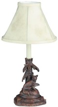Sculpture Table Lamp Rustic Fox Hand Painted USA Made OK Casting Candlestick - £318.20 GBP