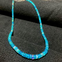 Natural Ethiopian Blue Welo Opal Bead Gemstone Necklace Opal Necklace - £158.24 GBP