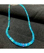 Natural Ethiopian Blue Welo Opal Bead Gemstone Necklace Opal Necklace - $198.00