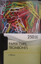 Regular Paper Clips Multi-Color Metal Vinyl Coated 1 inch/28 mm 250/pack - £2.32 GBP