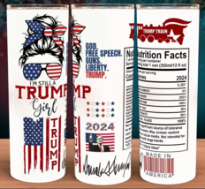 Trump Girl 2024 Red White and Blue with Picture Cup Mug 20oz Skinny Tumbler - £14.97 GBP