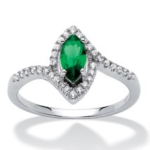 Womens Sterling Silver May Emerald Birthstone Marquise Ring Size 5 6 7 8 9 10 - £79.92 GBP
