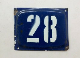 Vintage Enameled Metal House Number 28 Plaque/ Sign, Blue Enamel Address sign 28 - £19.98 GBP