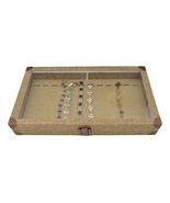 JEWELRY Bracelet BOX CASE Burlap Dark Beige Metal Clasp Jewelry Display Case - $43.95