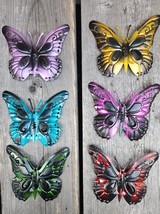 Set of 6, Colorful Butterfly Metal Wall Plaque, Dim: 4-3/8&quot; L - £13.16 GBP