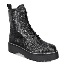 Wild Pair Womens 6 M Black Glitter Lace Up Combat Boots NIB HW1 - £25.83 GBP