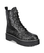 Wild Pair Womens 6 M Black Glitter Lace Up Combat Boots NIB HW1 - $34.29