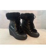 NEW! Women’s Ralph Lauren Rachele Boots 7 Black Wedge Embossed Leather F... - £29.21 GBP