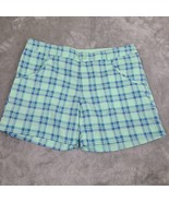 Columbia Omni Shade Nylon Blue/Green Plaid Hiking Shorts Womens Large - $17.42