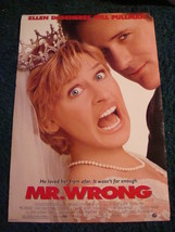 MR. WRONG - MOVIE POSTER WITH ELLEN DEGENERES &amp; BILL PULLMAN - $13.69 CAD