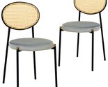 LeisureMod Euston Modern Wicker Dining Chair with Velvet Round Seat Set ... - $161.10