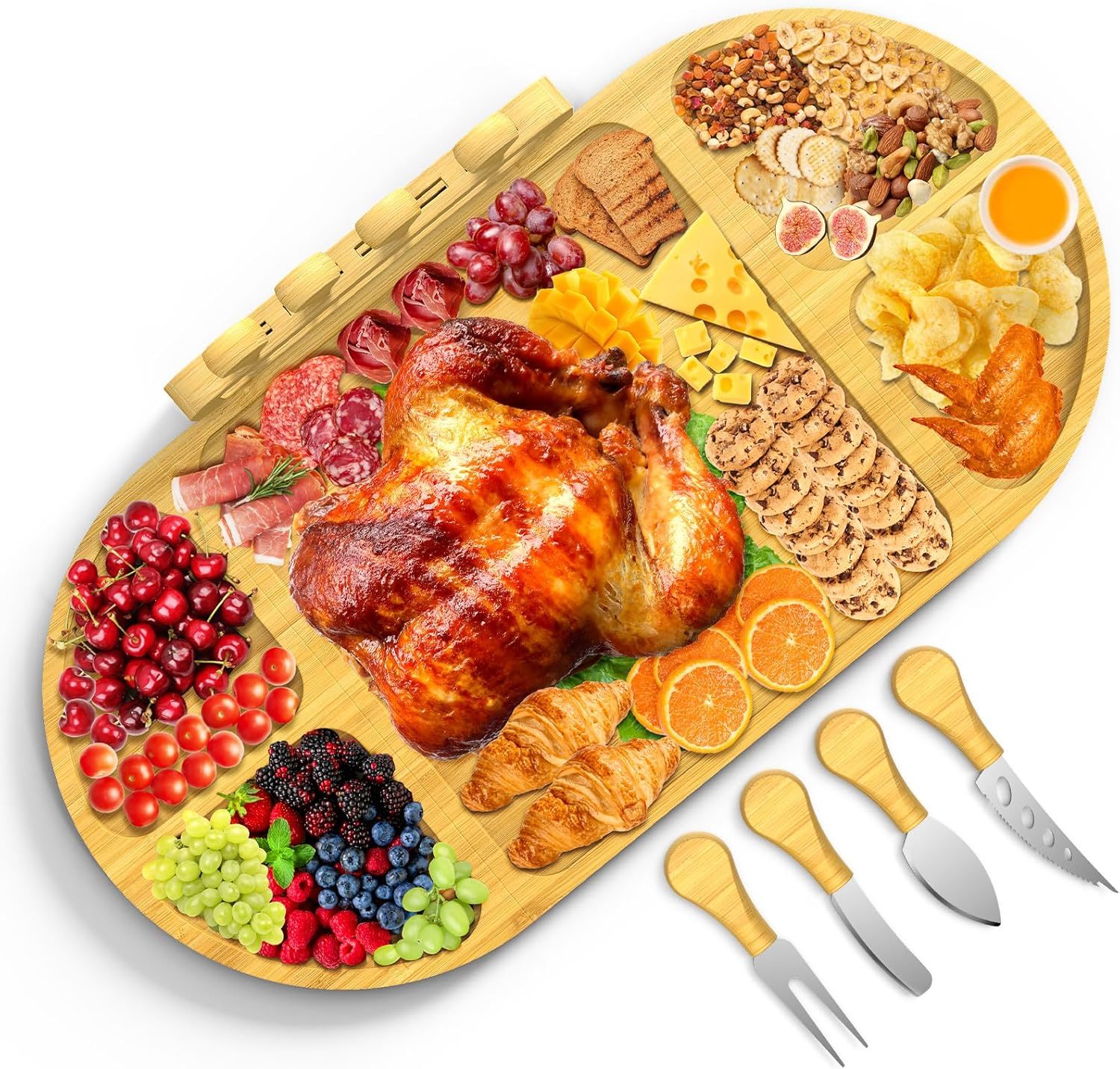 Charcuterie Boards Gift Set,Extra Big Bamboo Cheese Board With Knife For - $44.94