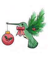 Christmas Hummingbird Embroidered Waffle Kitchen Towel  - $15.00