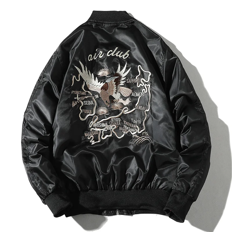 Embroidery Bomber Jacket Men Hip Hop Pilot Jacket Men Women Baseball Jacket Eagl - £165.73 GBP