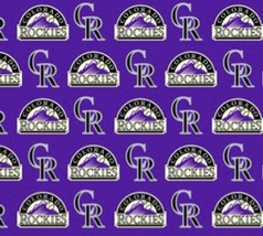 Cotton Colorado Rockies on Purple MLB Baseball Sports Fabric Print BTY D158.13 - £11.08 GBP
