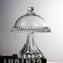 Premium Crystal Glass Cake Stand with Dome Cover, Ribbed Pedestal Desser... - $129.00
