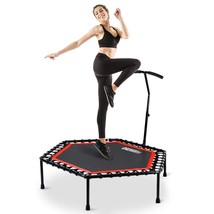 48&quot; Silent Mini Trampoline With Adjustable Handle Bar Fitness Trampoline... - £163.85 GBP