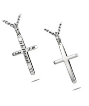 Women&#39;s Stainless Steel Mini Tapered Cross Necklace - £173.49 GBP