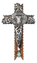 Rustic Western Cowboy Silver Concho Bull Cow With Tooled Knotwork Wall C... - $25.99