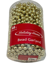Holiday Home Beaded Garland 48 Feet Gold Christmas Decorating Tree Mantle - $11.88
