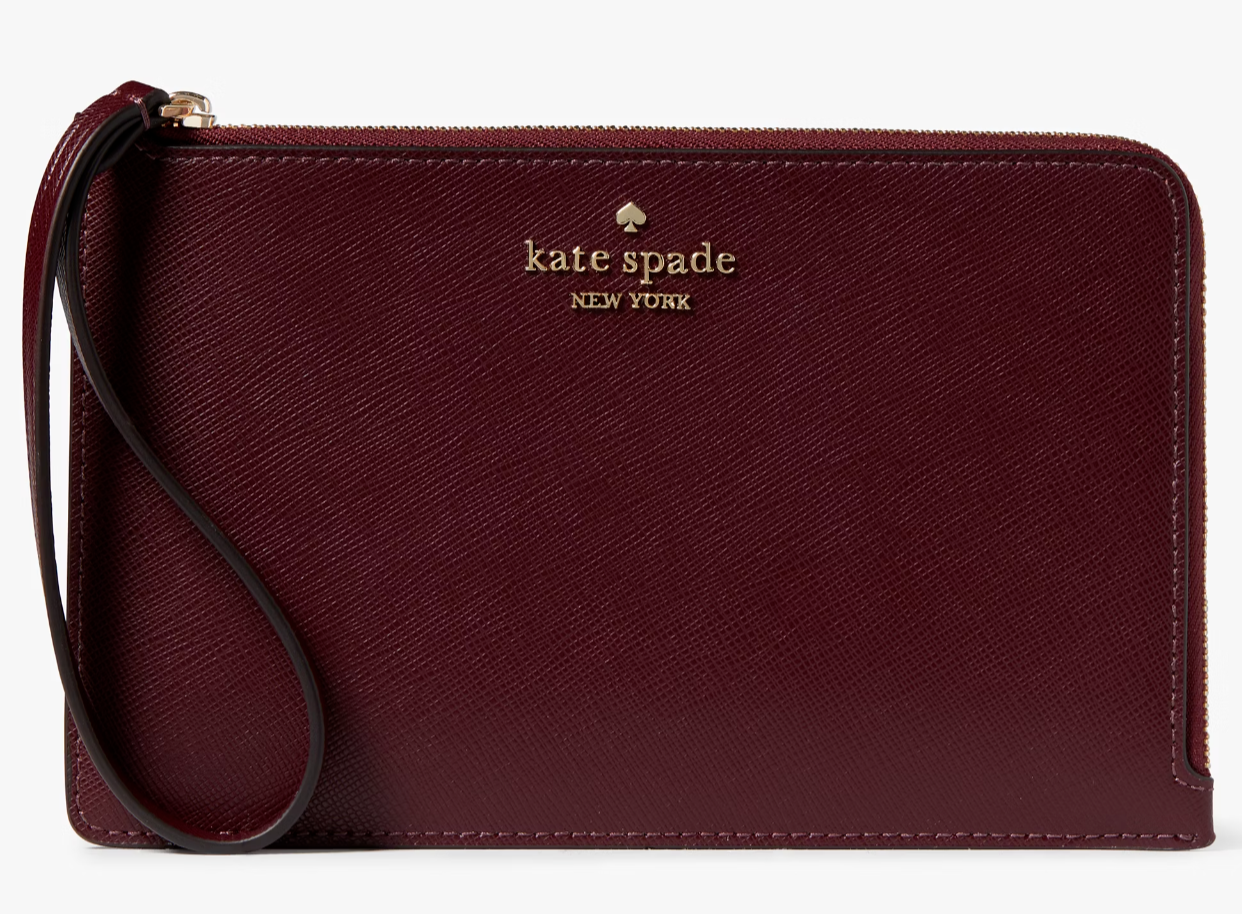 Kate Spade Staci Medium L-Zip Wristlet Purple Leather Wallet KG038 NWT $139 MSRP