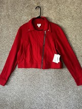 LuLaRoe Presley Moto Jacket Solid True Red Size Large - $29.69