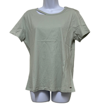 n:Philanthropy Womens L Cypress Slit T Shirt Green Distressed Short Slee... - $23.36