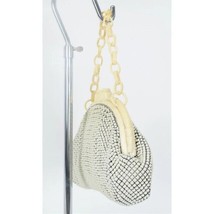 Whiting &amp; Davis Ivory Enamel Mesh Handbag w Bakelite Chain &amp; Frame Vintage 1940s - £106.89 GBP