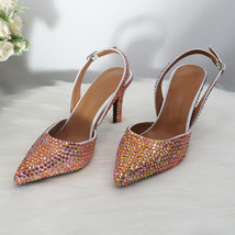 New Arrival Heart  Golden AB Pointed Toe Women Wedding Shoes bag High Pumps Woma - £191.28 GBP