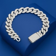 9 Inch Hip Hop Miami Cuban Link Bracelet 18K White Gold Plated 16mm - $489.26 MXN