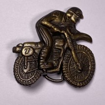 MBCI Brass Belt Buckle Dirt Bike &amp; Rider Racing Vtg - £27.68 GBP