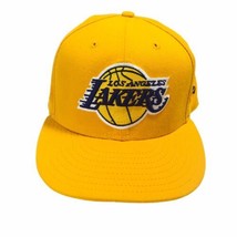 New Era Vtg L.A. Lakers 100% Wool Made in USA Gold UV 59Fifty Fitted Hat 7 5/8 - £121.87 GBP