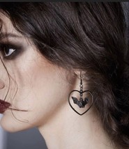 Black bat earrings - Halloween Jewellery - £9.62 GBP