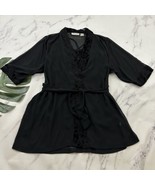 Cacique Womens Vintage Negligee Slip Robe Set Plus Size S Black Sheer Fl... - $46.02 CAD