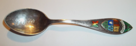 Vintage Sterling Silver Enamel Decorated Spoon Souvenir Calgary Canada - £11.60 GBP