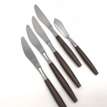 5 Mid Century Faux? Wood Handle Dinner Butter Knives Japan Supreme Cutlery Towle - £20.70 GBP
