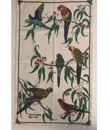 VINTAGE Linen Cotton Hand Towel Australian Parrots Bold Colors 18x32  - $12.64