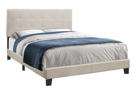 Queen Bed, Beige Linen Upholstered, Black Legs - $213.99