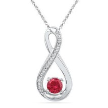 5/8ct Created Ruby Infinity Pendant 925 Sterling Silver 0.01ctw Diamond - £60.14 GBP