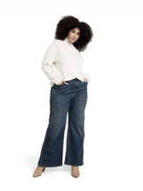 Nili Lotan Women&#39;s Plus Size  Jeans 16/18W Wide Leg Button sides  99% Cotton - £42.64 GBP