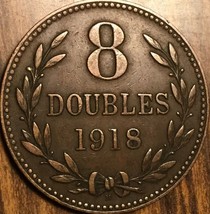 1918 Guernesey 8 Doubles Coin - £4.44 GBP